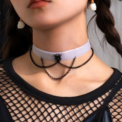 spider chain tassel velvet collar